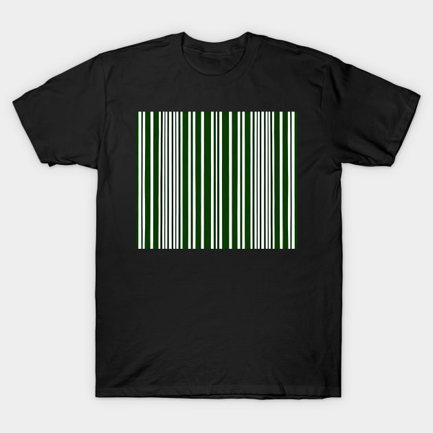 Green And White Vertical Striped - Dark Fern Green Aesthetic Lines T-Shirt by BubbleMench